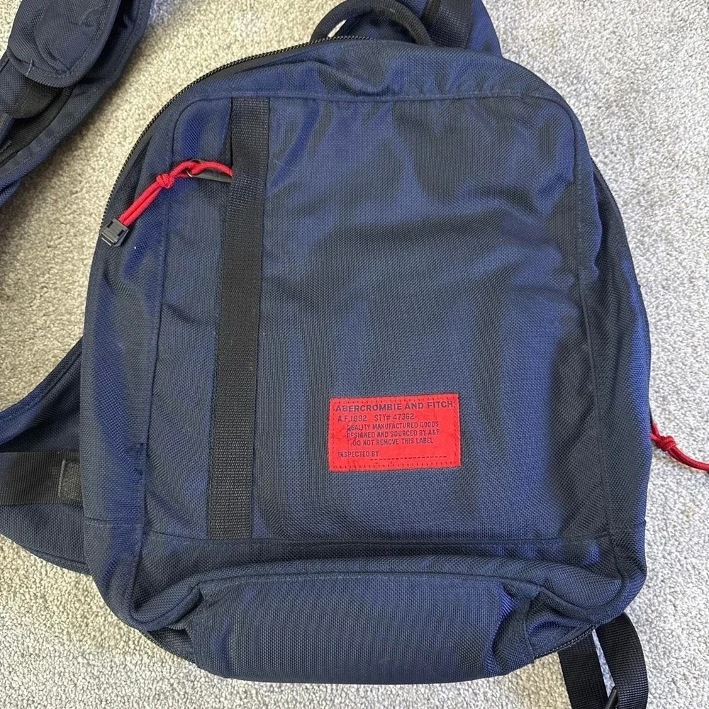 Vintage 90s Abercrombie & Fitch Navy Blue Sling Bag Crossbody Travel Pack